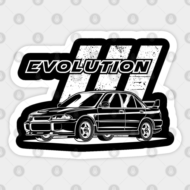 Lancer Evolution III (White Print) Sticker by WINdesign